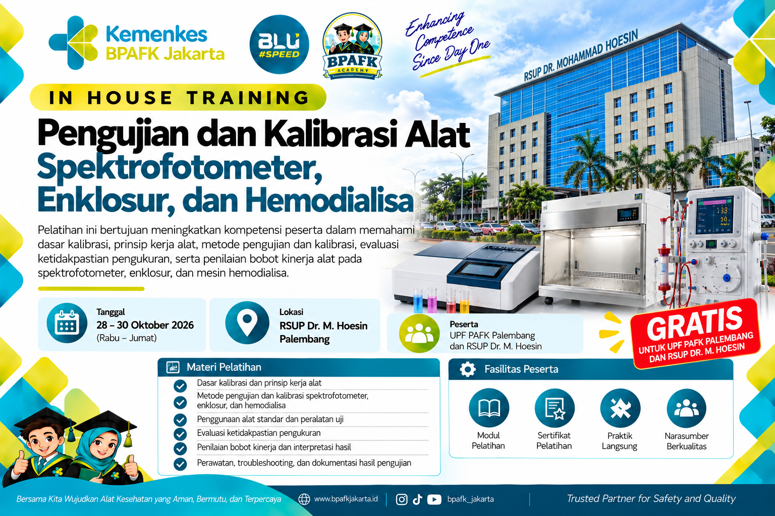 Workshop Pengujian dan Kalibrasi Alat Spektrofotometer, Enklosur, dan Hemodialisa